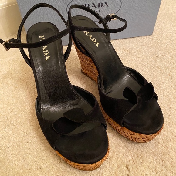 Prada black wedges size 7.5 - Picture 1 of 4